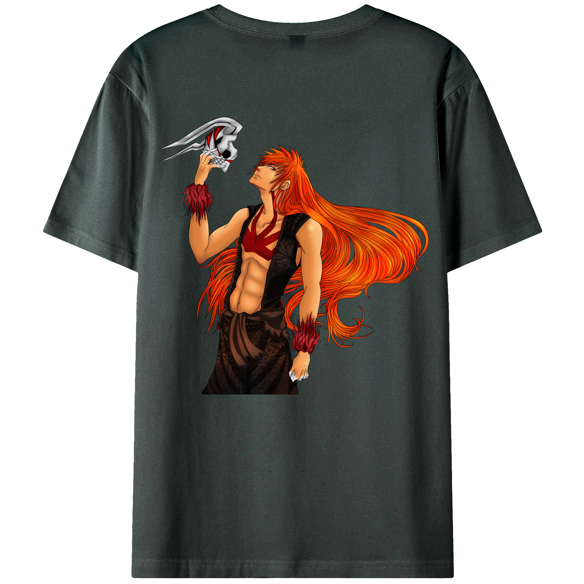 （画像用） ブリーチ 黒崎一護（くろさき いちご）BLEACH Kurosaki Ichigo 綿100％ メンズ半袖Tシャツ（バックプリント） 通気性